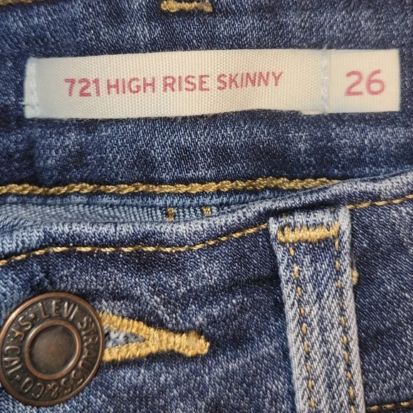 Levis Jeans Womens Size 26 Blue 721 High Rise Skinny Medium Wash Stretch Casual - Picture 11 of 11